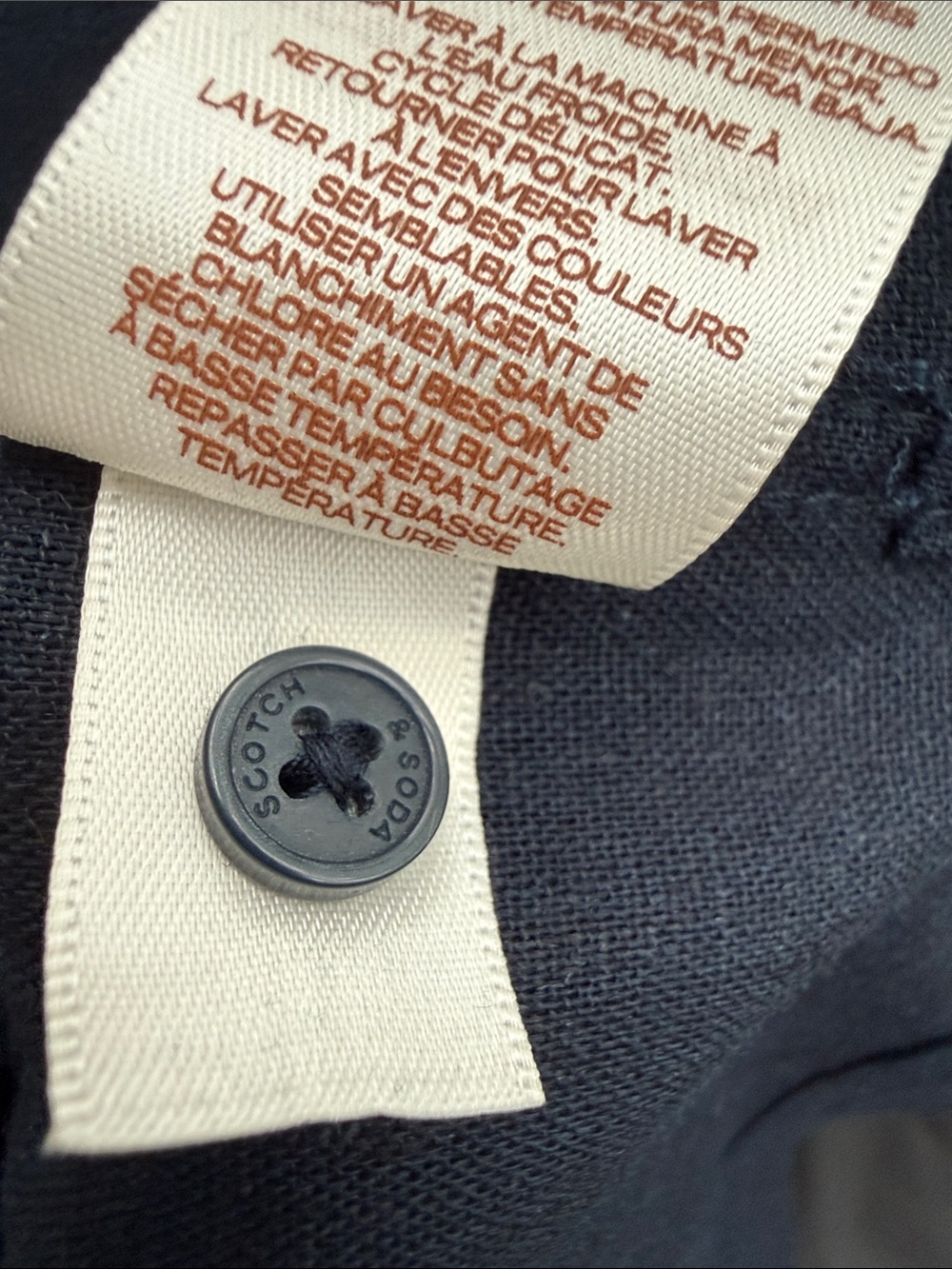 Scotch & Soda Men’s Structured Stripe Short Sleeve Shirt. Navy Blue. Size Small. - Picture 12 of 13
